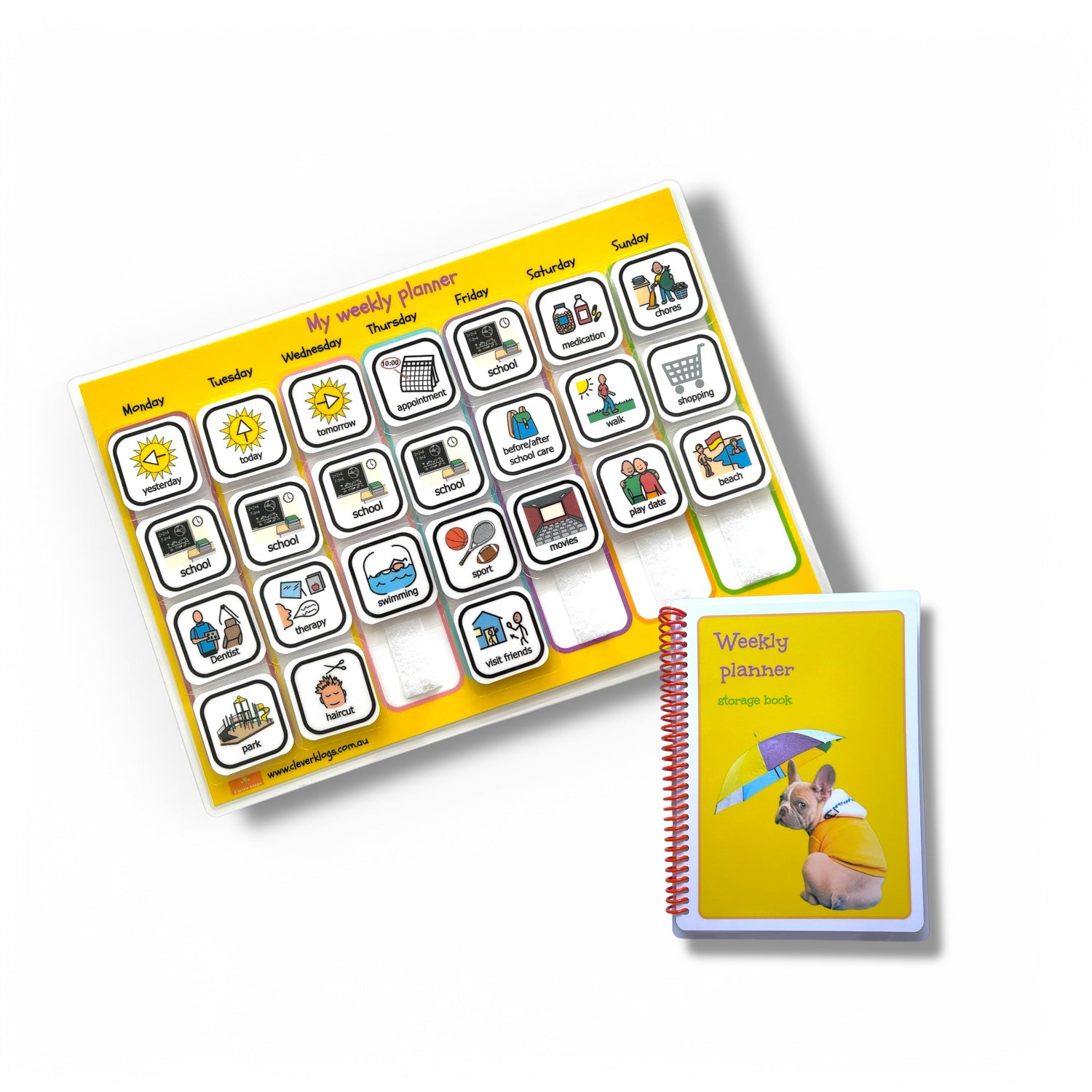 Visual schedule is a Weekly planner to help support people with Autism. Including a storage book to hold 60 visuals, Weekly visual schedule set for Autism, visual timetable for kids, visual schedule for kids, visual planner for autism, visual planner for kids