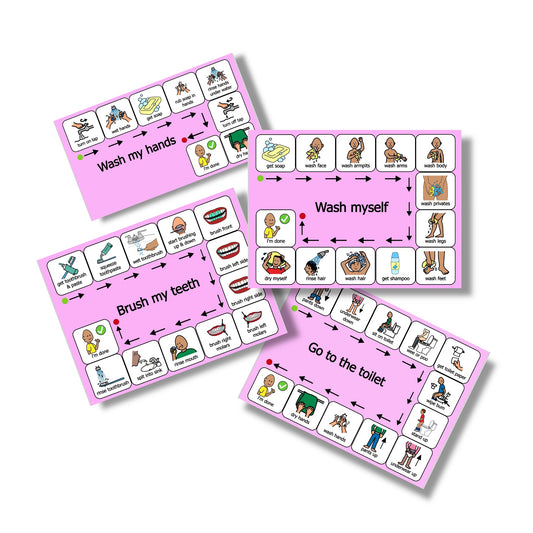 Self care visual sequence, visual support, visual aid, autism